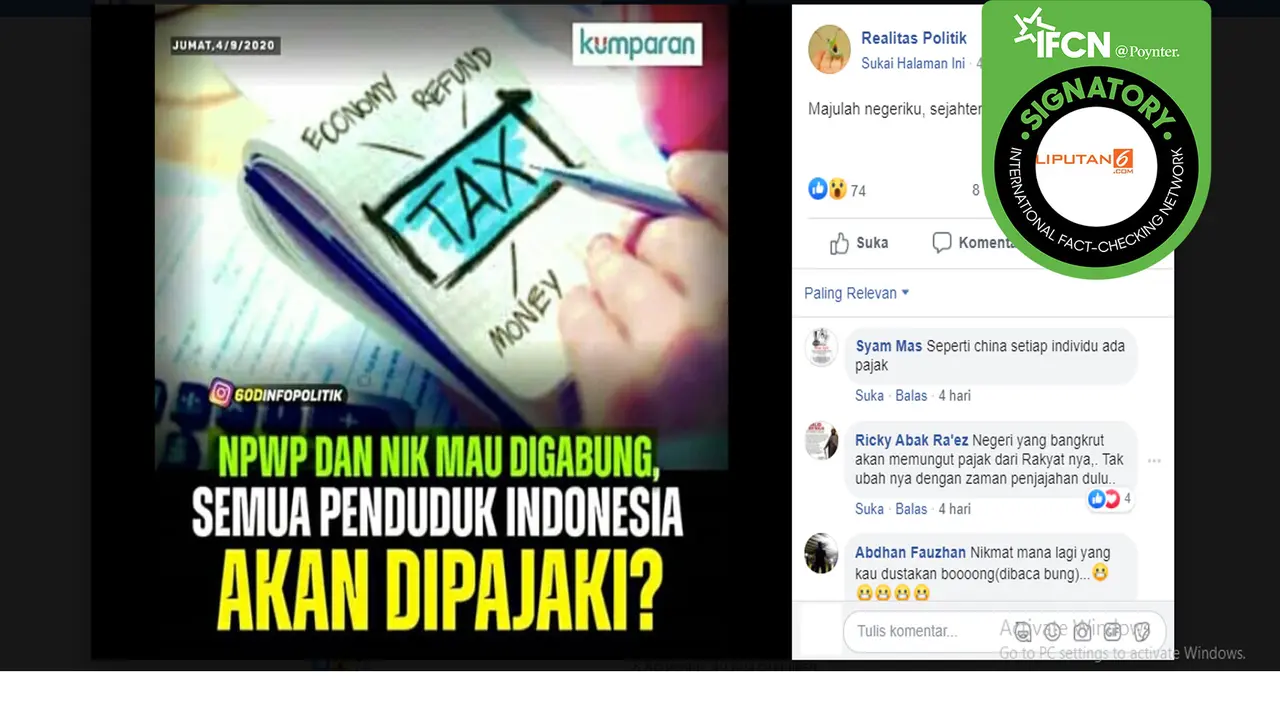 hoaks NIK dan NPWP.