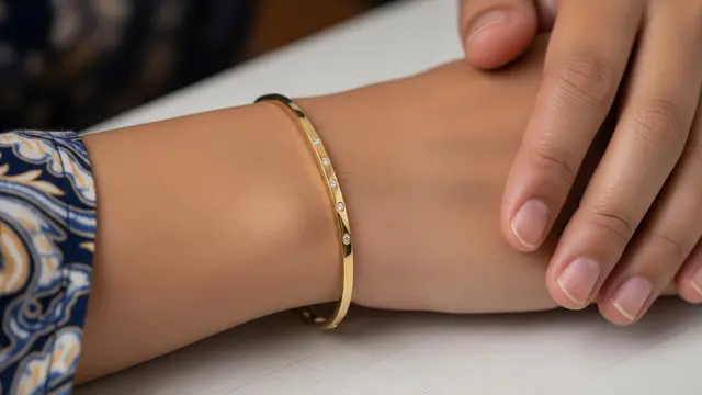 Model Gelang Emas Minimalis yang Lagi Tren 2026 Desain Aksen Berlian Kecil
