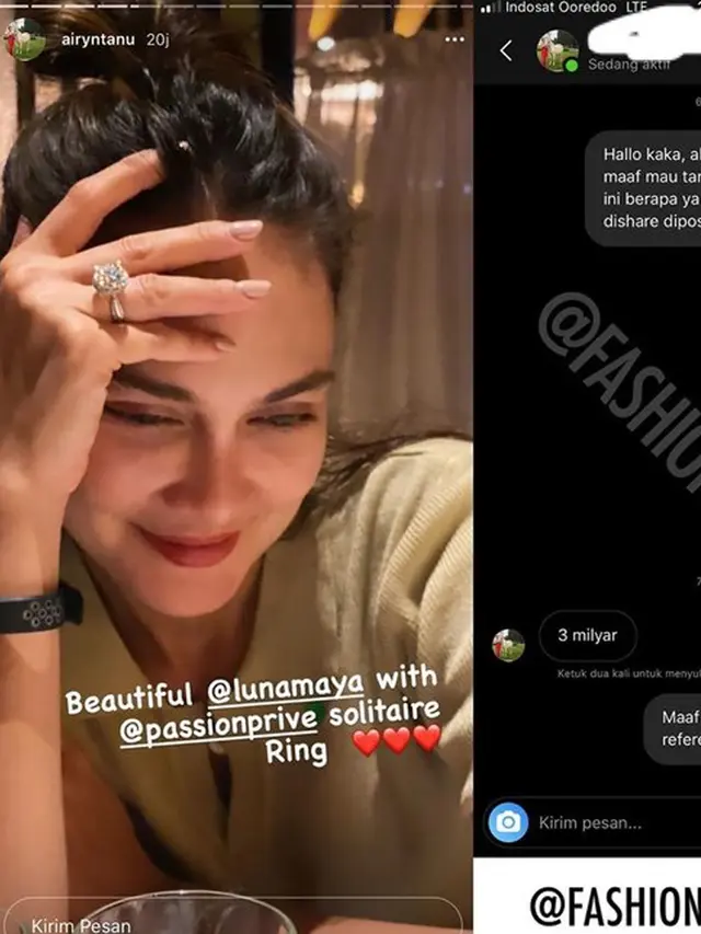 Luna Maya mengenakan cincin seharga Rp 3 miliar