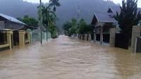 Banjir di Kabupaten Pesisir Selatan akibat hujan deras yang mengguyur sejak 23 September 2020. (Liputan6.com/ ist)