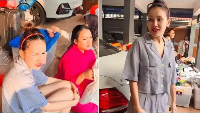 Diserbu Warga, Ini 7 Potret Ayu Ting Ting Gelar Bazar Pakaian Bekas di Rumah