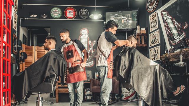 Ilustrasi salon, pangkas rambut, barbershop, bisnis/usaha kecil