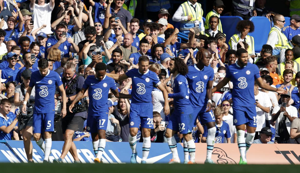 Hasil positif Manchester City juga berhasil diraih oleh Chelsea saat menghadapi Leicester City pada pekan keempat Liga Inggris, Minggu (27/08/2022) malam WIB. (AP/David Cliff)