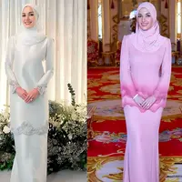 Baju kurung warna biru muda yang dihiasi aksen beads membuat looks Anisha semakin elegan. [@anisharsnh/@mateen_anishh/@tehfirdaus]