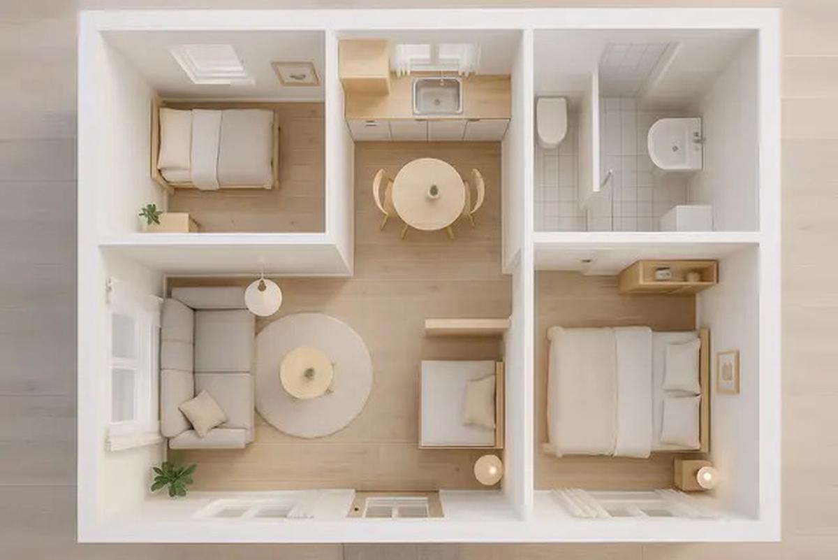 7 Gambar Desain Rumah Tipe 21 dengan 2 Kamar Tidur