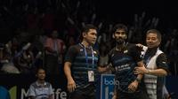 Pelatih tunggal putra India, Mulyo Handoyo, menilai kerja keras dan semangat pantang menyerah menjadi kunci kemenangan Kidambi Srikanth. (Bola.com/Vitalis Yogi Trisna)