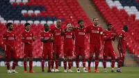 Skuat Liverpool saat menghadapi Arsenal pada Community Shield 2020 di Stadion Wembley, Sabtu (29/8/2020) malam WIB. (Andrew Couldridge/Pool via AP)