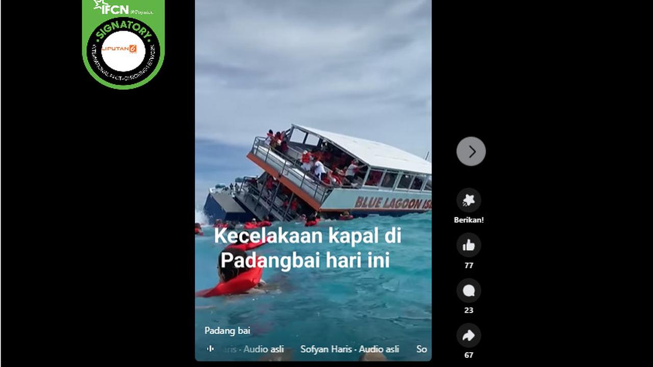 Tangkapan layar klaim video kecelakaan kapal di Padangbai
