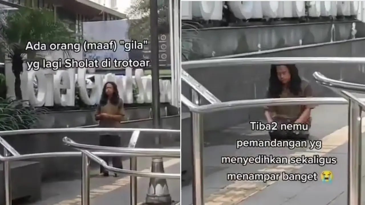 Viral Video ODGJ Salat di Trotoar, Arah Kiblat Jadi Sorotan