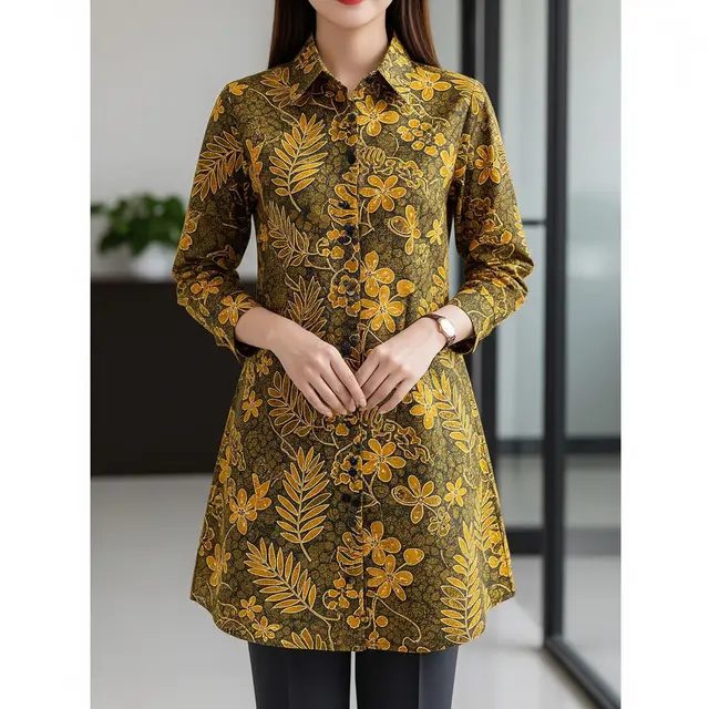 Model Tunik dari Kain Batik Ecoprint