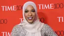 Atlet Ibtihaj Muhammad saat menghadiri Gala 100 TIME di Manhattan, New York, AS, Selasa (25 /4). Ibtihaj merupakan atlet anggar yang berasal dari Amerika Serikat. (AFP Photo)