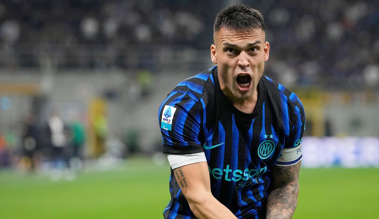 Inter Milan tampil beringas saat menjamu AS Roma dalam laga lanjutan Liga Italia di Giuseppe Meaza, Milan, Italia, Minggu (05/04/2026). (AP Photo/Luca Bruno)