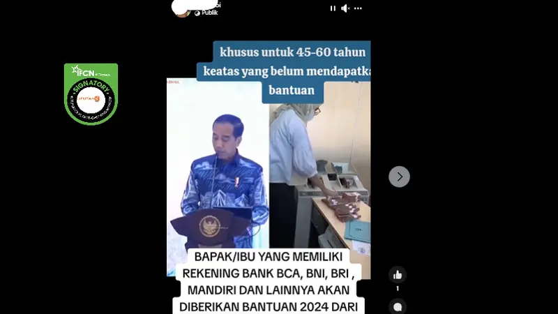 Tangkapan layar klaim Presiden Jokowi bagikan bantuan untuk masyarakat usia 45-60 tahun dengan mendaftar lewat WhatsApp