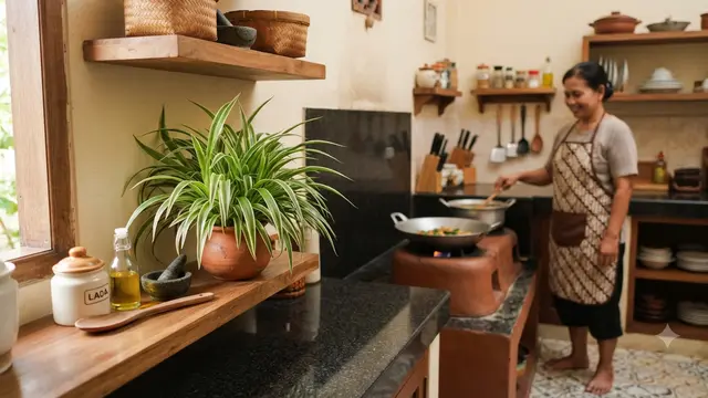 Tanaman hias yang tidak mudah layu meski dekat area memasak dan bikin Bunda tidak setress saat di dapur model lili paris