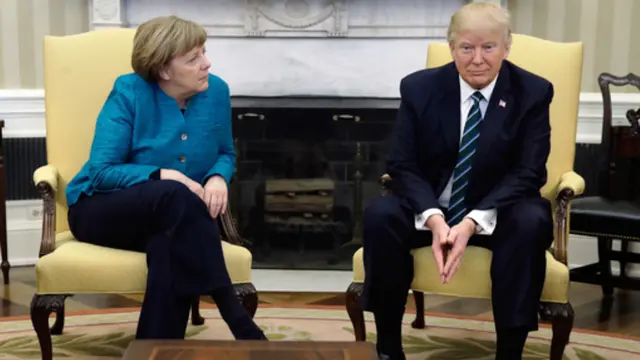 Suasana saat Donald Trump bertemu Kanselir Jerman Angela Merkel