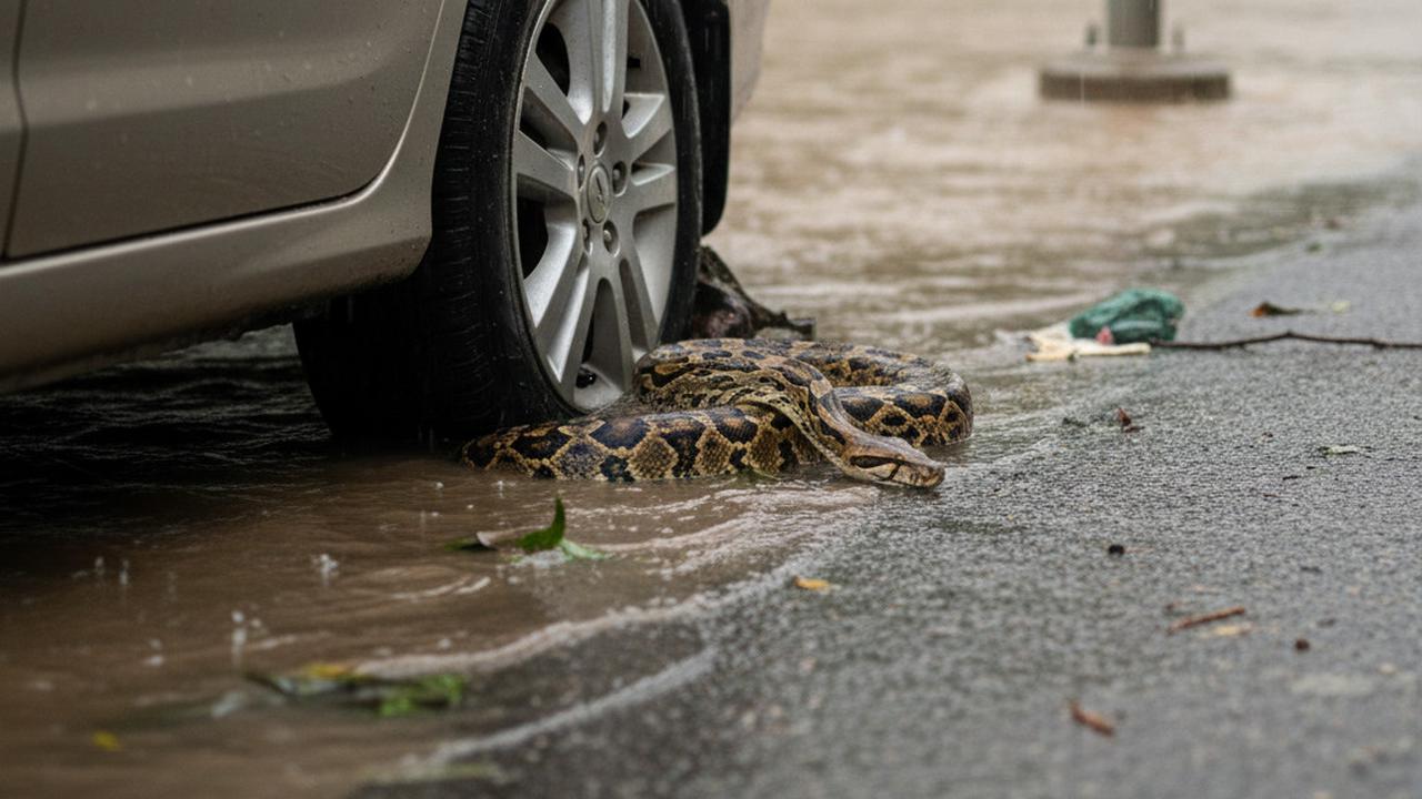 Waspada Ular Masuk Rumah hingga Sembunyi di Kolong Mobil saat Banjir Melanda, Selalu Hati-Hati