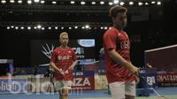 Pasangan Kevin Sanjaya Sukamuljo/Marcus Fernaldi Gideon, berhadapan dengan pasangan Denmark di Indonesia Open 2017 di JCC, Selasa (14/6/2017). (Bola.com/M Iqbal Ichsan)