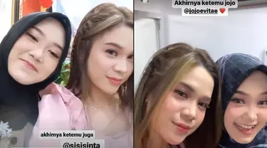 Baik Sinta maupun Jojo sama-sama membagikan momen pertemuan mereka dalam Instagram masing-masing. Keduanya tampak saling selepas rindu setelah berpisah selama 3 tahun. Seperti diketahui, pemilik nama Sinta Nurmansyah itu memang tidak tinggal di Indonesia setelah dipersunting oleh Ocky Ardiansyah Masson. (Liputan6.com/IG/@jojoevitae/@sisisinta)