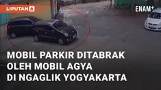 Mobil yang terparkir di halaman Puskesmas Ngaglik 2 ditabrak. Mobil tersebut ditabrak oleh mobil Agya