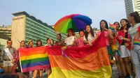 Peringatan International Day Againts Homophobia dan Transphobia (Idahot) di kawasan Bundaran HI, Jakarta. (Liputan6.com/Hanz Jimenez))
