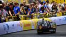 Mobil prototipe etanol dari tim Rotor asal Polandia saat mengikuti final European Drivers World Championship Shell Make the Future Live di mulai di London (28/5). (Bob Martin / Shell via AP Images)