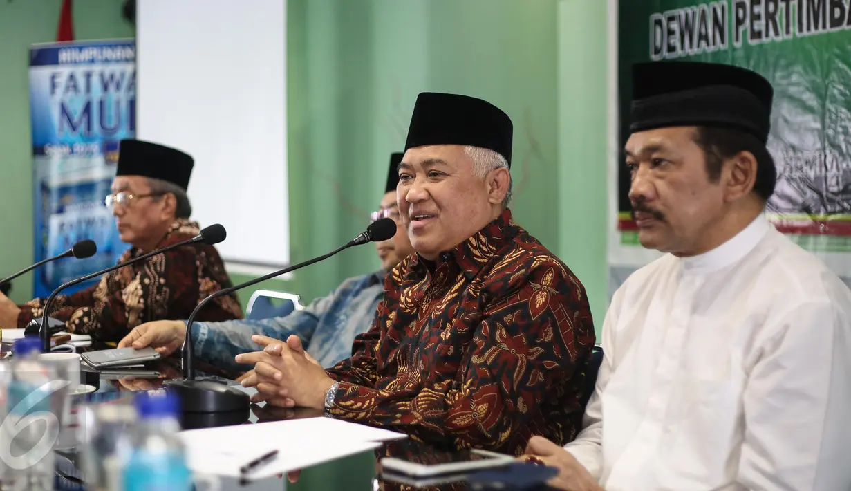 Dewan Pertimbangan Majelis Ulama Indonesia (MUI) menggelar rapat pleno ke- 15 di Kantor MUI, Rabu (22/2). Tema rapat tersebut adalah 'Upaya Bersama Menghadapi Ancaman Terhadap NKRI'. (Liputan6.com/Faizal Fanani)