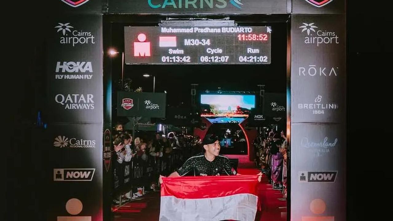 Potret Ditto Suami Ayudya Bing Slamet Tuntaskan Triathlon di Australia, Bangga Banget Ditemenin Istri dan Anak