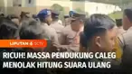 Penghitungan suara ulang di Kantor KPU Sinjai, Sulawesi Selatan, berlangsung ricuh. Massa dari salah satu pendukung caleg menolak dilakukan penghitungan suara ulang.