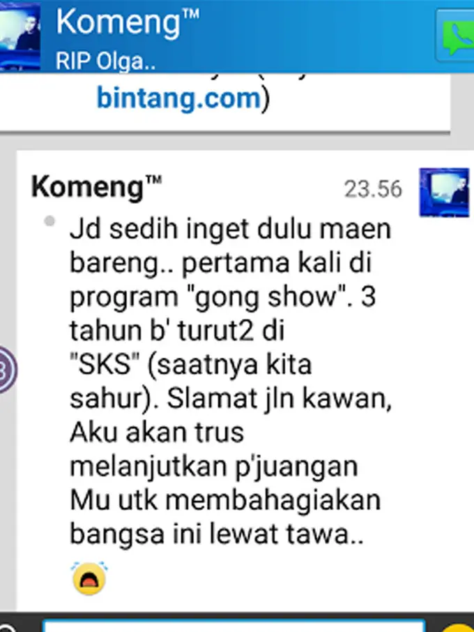 Ucapaan duka untuk Olga Syaputra