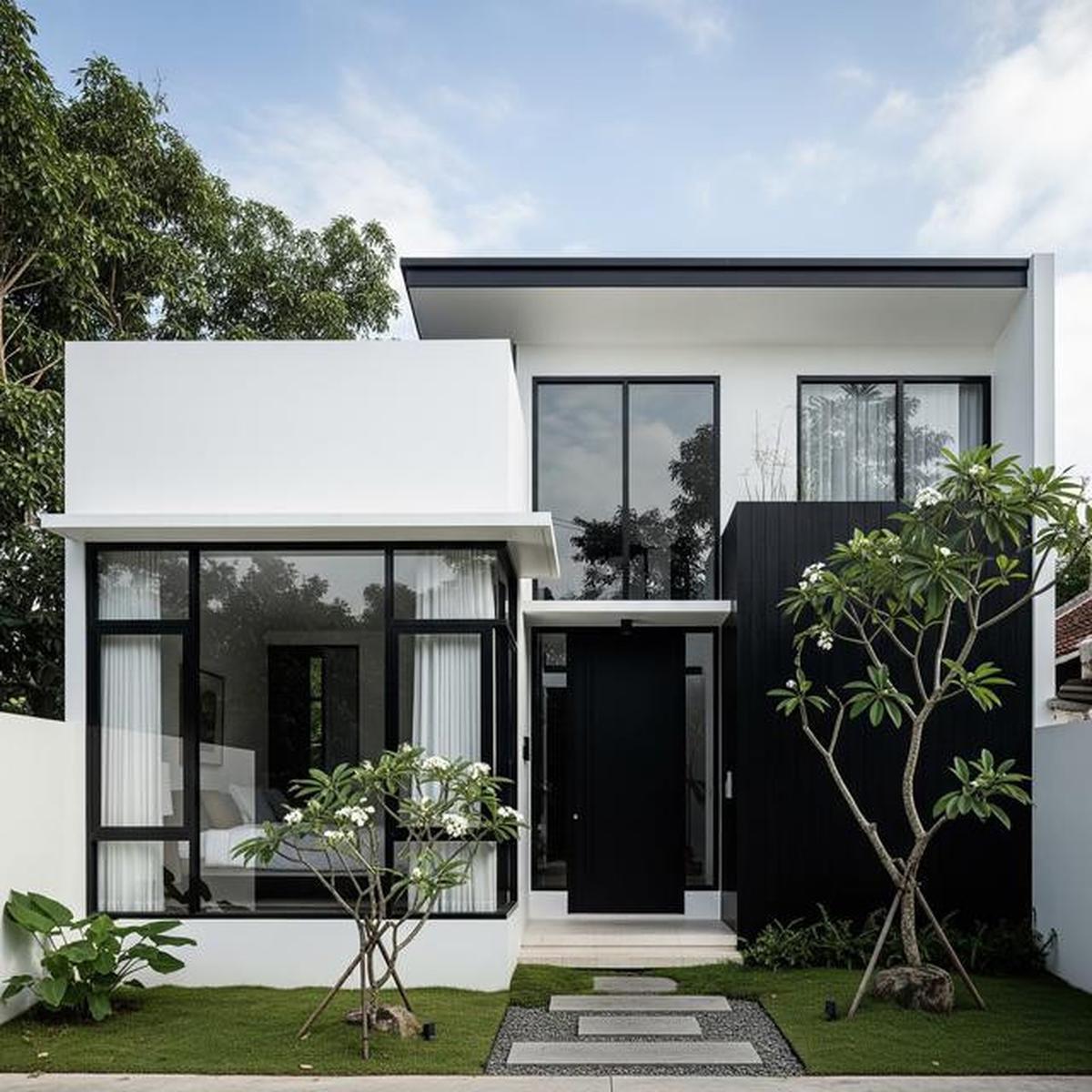 9 Desain Rumah Kecil Minimalis Kombinasi Warna Putih dan Hitam, Elegan di Lahan Terbatas