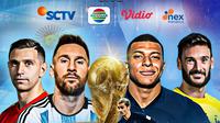 Final Piala Dunia 2022 antara Argentina melawan Prancis akan disiarkan langsung oleh EMTEK Group yaitu SCTV, Indosiar, Moji, Vidio, NEX Parabola (dok: Emtek)