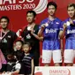 Ganda putra Indonesia, Kevin Sanjaya Sukamuljo/Marcus Fernaldi Gideon, berhasil mengalahkan Mohammad Ahsan/Hendra Setiawan pada laga final Daihatsu Indonesia Masters 2020, di Istora Senayan, Minggu (19/1/2020). (Bola.com/Muhammad Iqbal Ichsan)