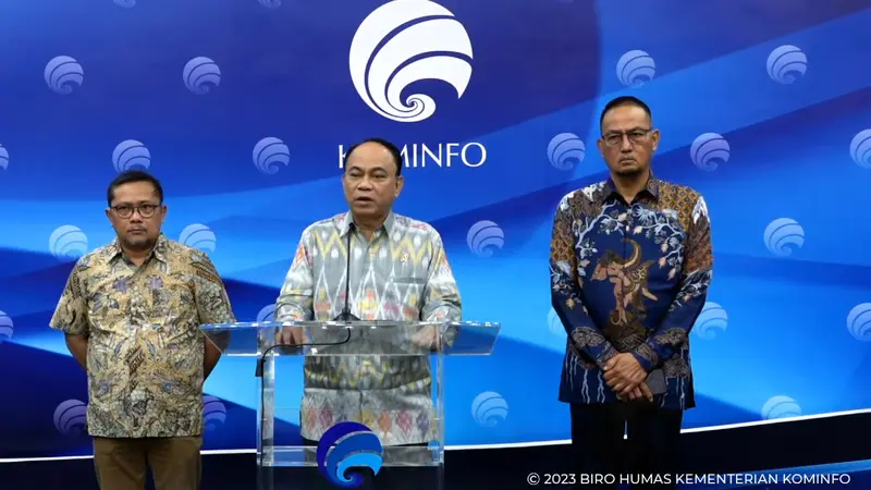 Menkominfo Budi Arie dalam konferensi pers di Jakarta, Jumat (20/10/2023) (Kemkominfo TV)