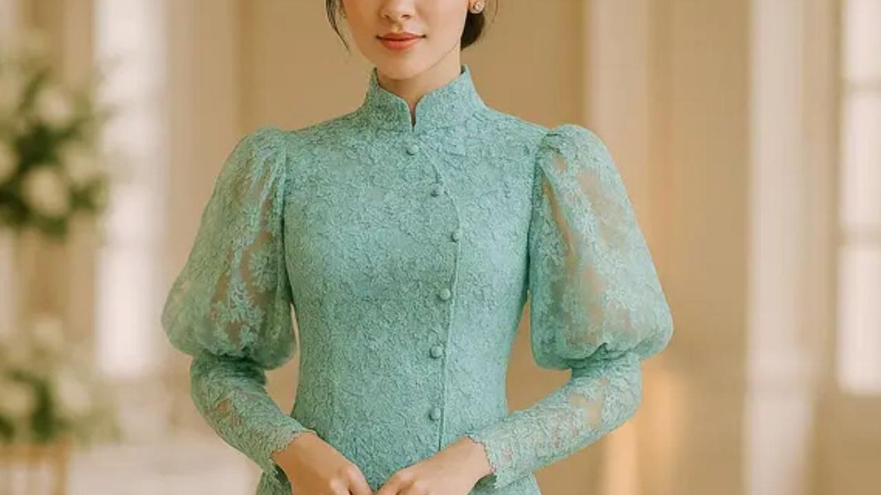8 Model Kebaya Janggan Brokat Lengan Balon yang Kini Tren di 2025, Tampil Anggun Berkelas