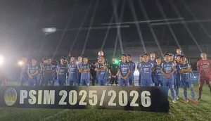 PSIM Yogyakarta resmi melakukan launching tim menuju BRI Super League 2025/2026 di&nbsp;Stadion Mandala Krida, Yogyakarta, Selasa (29/7/2025) malam WIB. (Bola.com/Ana Dewi)
