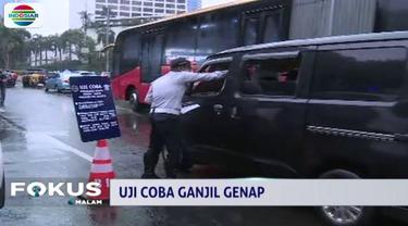 Uji coba ganjil genap di ruas Jalan Sudirman-Thamrin, Jakarta Pusat, dilakukan mulai pukul 06.00 hingga 10.00 pagi.