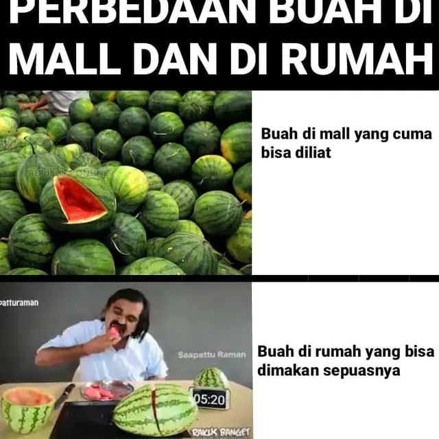 7 Meme Beda Buah Saat di Supermarket dengan di Rumah Ini Bikin Tepuk Jidat