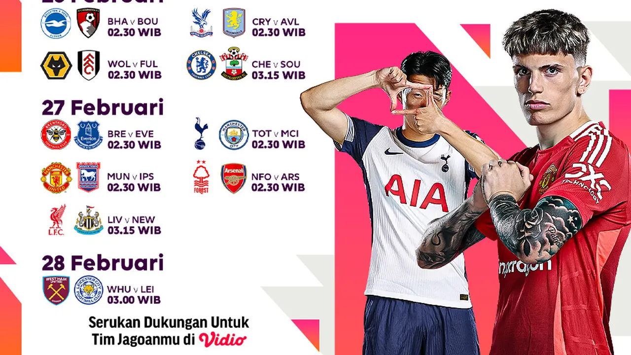 Jadwal Liga Inggris 2024/2025 Matchweek 27