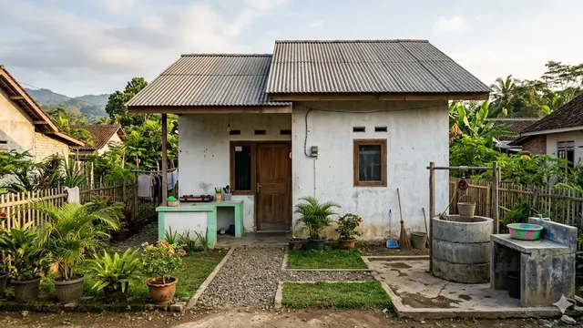Desain Rumah di Desa Rp 50 Juta dengan Sumur di Belakang Rumah