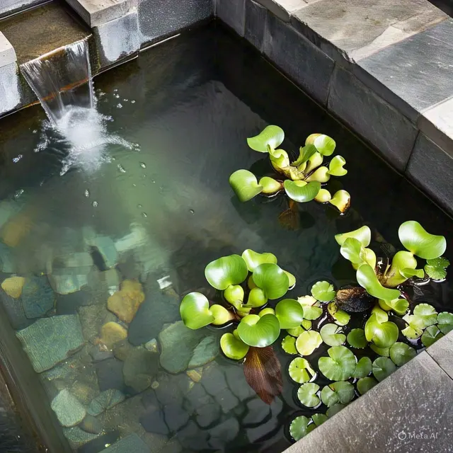 Model Kolam Ikan Minimalis Depan Rumah. Foto: Meta AI
