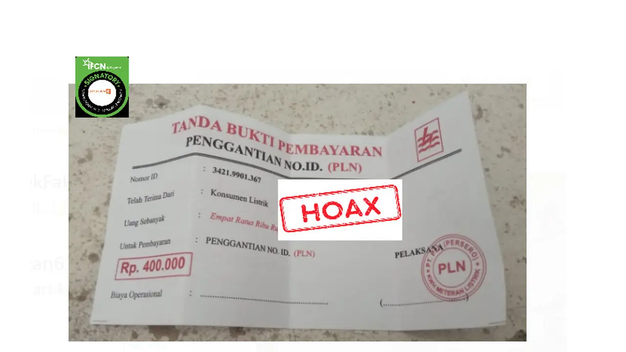 Tangkapan layar penggantian nomor ID PLN meminta biaya Rp 400 ribu
