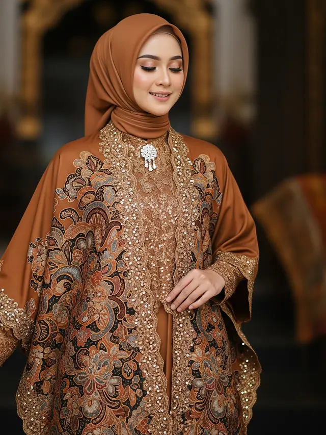 Gamis Batik Brokat 2026 Warna Elegan (Image by Gemini AI)