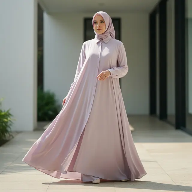 9 Model Gamis A-line Syari Berbahan Jatuh, Anggun dan Nyaman Pilihan Muslimah