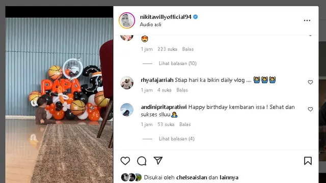 Nikita Willy beri kejutan ultah untuk sang suami (Foto: Instagram nikitawillyofiicial94)