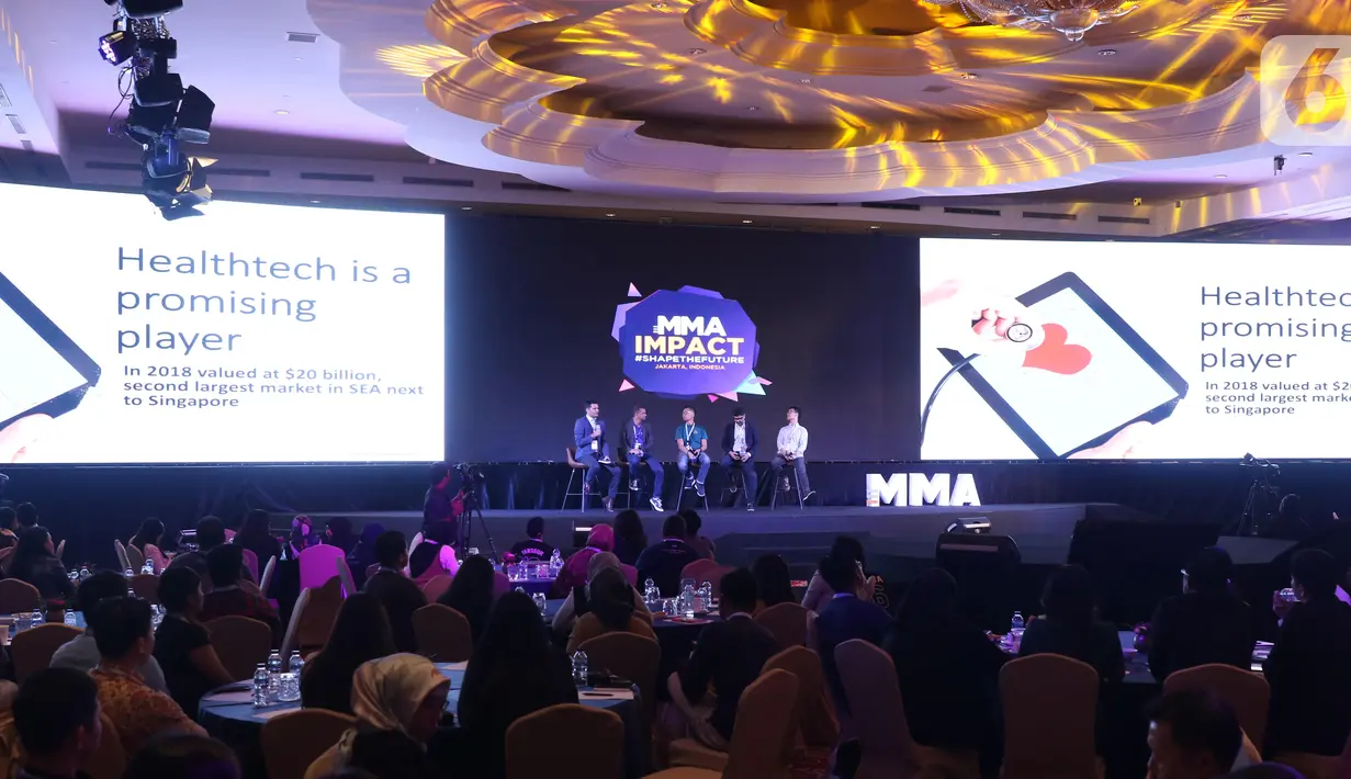 Suasana diskusi dalam forum pemasaran digital MMA Impact Indonesia 2019 di Jakarta, Kamis (3/10/2019). MMA Impact Indonesia 2019 membahas seluk beluk dan peluang mengenai pemasaran digital di Indonesia. (Liputan6.com/Angga Yuniar)