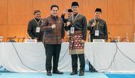 Menteri Pemuda dan Olahraga (Menpora), Erick Thohir, bersama Menteri Luar Negeri (Menlu) Sugiono, yang baru saja terpilih sebagai Ketua Umum PB Ikatan Pencak Silat Indonesia (IPSI) 2026-2030 di Jakarta, Sabtu (11/4/2026). (Dok. Kemenpora)