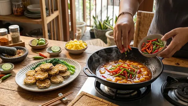 Variasi Terong Krispi Saus Asam Manis Nanas