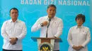 Kepala Badan Gizi Nasional (BGN) Sudaryono  didampingi Wakil Kepala Badan Gizi Nasional Agustina Arumsari  dan Wakil Kepala BGN Trenggono saat jumpa pers  di Kantor BGN, Jakarta, Senin (27/07/2026). (KLY/ Arie Basuki)