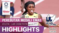 Berita video highlights final lari 200 meter putri Olimpiade Tokyo 2020, di mana Elaine Thompson-Herah mencatatkan rekor sebagai sprinter putri pertama yang mempertahankan medali emas di nomor 100 dan 200 meter Olimpiade.