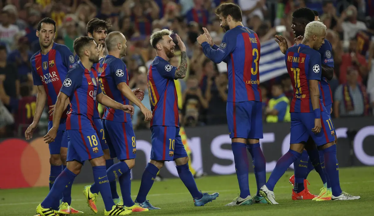 Barcelona harus puas berada pada peringkat kelima klasemen sementara La Liga Spanyol 2016-2017 dengan poin enam hinggal pekan ke-3.  (AP/Emilio Morenatti)